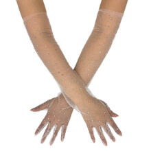 Fashionable Rhinestones Gloves For Women Breathable Polyester