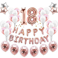 Ballons élégants or rose, décorations réutilisables haut de gamme pour un 18e anniversaire (hommes et femmes), kit complet de fête avec ballons