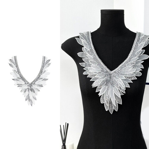 Angel Wing Embroidered False Collar Design Double Layer Organza 1