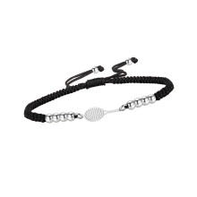 Bracelet réglable tressé unisexe avec-Corde en acier noir