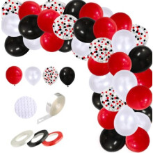 Ballons en latex rouge, noir et blanc, non toxiques, pour décorations de fête et événements festifs