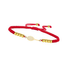 Bracelet raquette géométrique avec sangle-corde rouge dorée