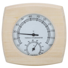 Houten saunathermometer met hygrometer, roestvrijstalen saunaaccessoire voor binnensauna's, zweetkamerthermometer - duurzaam