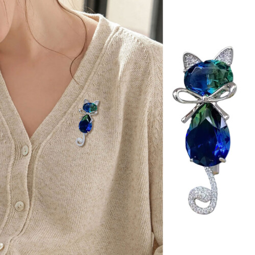 Belle broche en alliage de strass Kitty, accessoire pour la-B 2