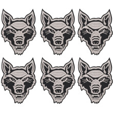 6 Stück niedlicher Wolfsjunges Patch Wolfskopf zum