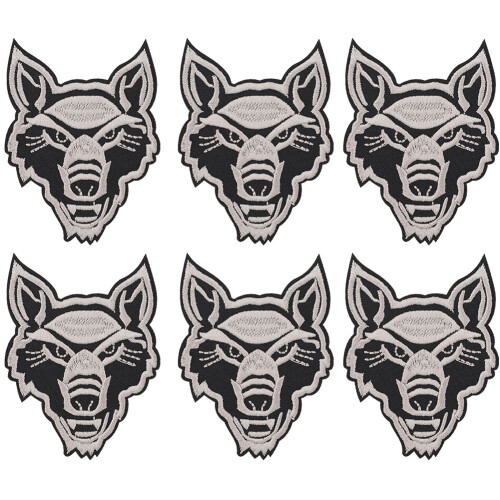 6 Stück niedlicher Wolfsjunges Patch Wolfskopf zum