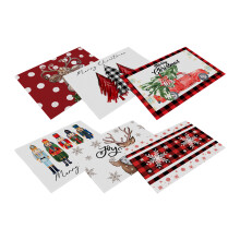 Covorașe festive de Crăciun, protecție de masă din in rezistentă la căldură pentru majoritatea articolelor de masă, accesorii antiderapante
