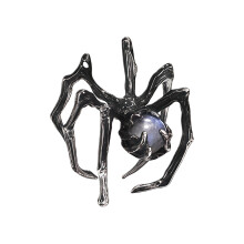 Gothic Punk Spinnen Ring mit geheimnisvollem Mondstein,-Schwarz