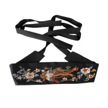 Floral Pattern Wide Waistband Soft Breathable Fabric Belt
