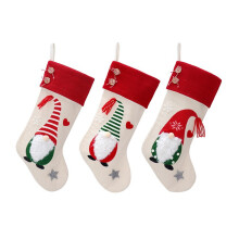 Chaussettes de Noël personnalisées, noms brodés sur lin de qualité pour cadeaux artisanaux à faire soi-même, 48 cm de long (lot de 3)