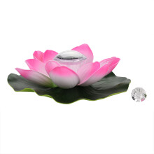 Luminária solar flutuante para lago, formato de lótus colorido com LED RGB, ecológica e ideal para decoração de jardins e piscinas. Possui