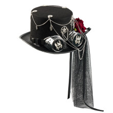 Chapeau haut de forme en feutre avec embellissements de fleurs