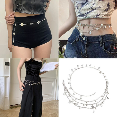 Multi Layer Imitation Pearls Body Chain Beachwear Adjustable 1
