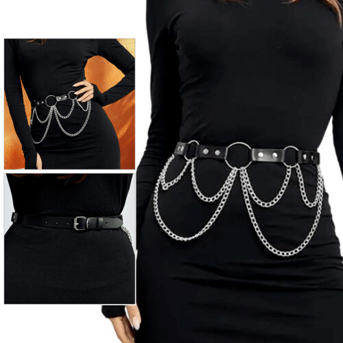 Vrouwen Punk Mode-accessoire Multi Chain Belt Verstelbare Gothic 1