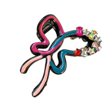 Pince à cheveux avec nœuds tendance, décorations en strass,