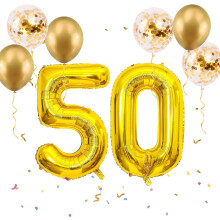 Baloane Jumbo cu numere pentru petrecerea de 50 de ani, numere reutilizabile din folie aurie Mylar cu supapă autoetanșantă pentru decor de nuntă