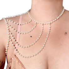 Elegant Multi Layer Pearls Shoulder Chain Body Necklace for