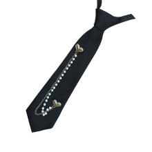 Heart Beads Chain Necktie Campus Uniform Pre Tied Tie for Teens