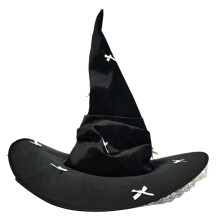 Bendable Gothic Witch Hat With Lace Trim Design and Bowknot