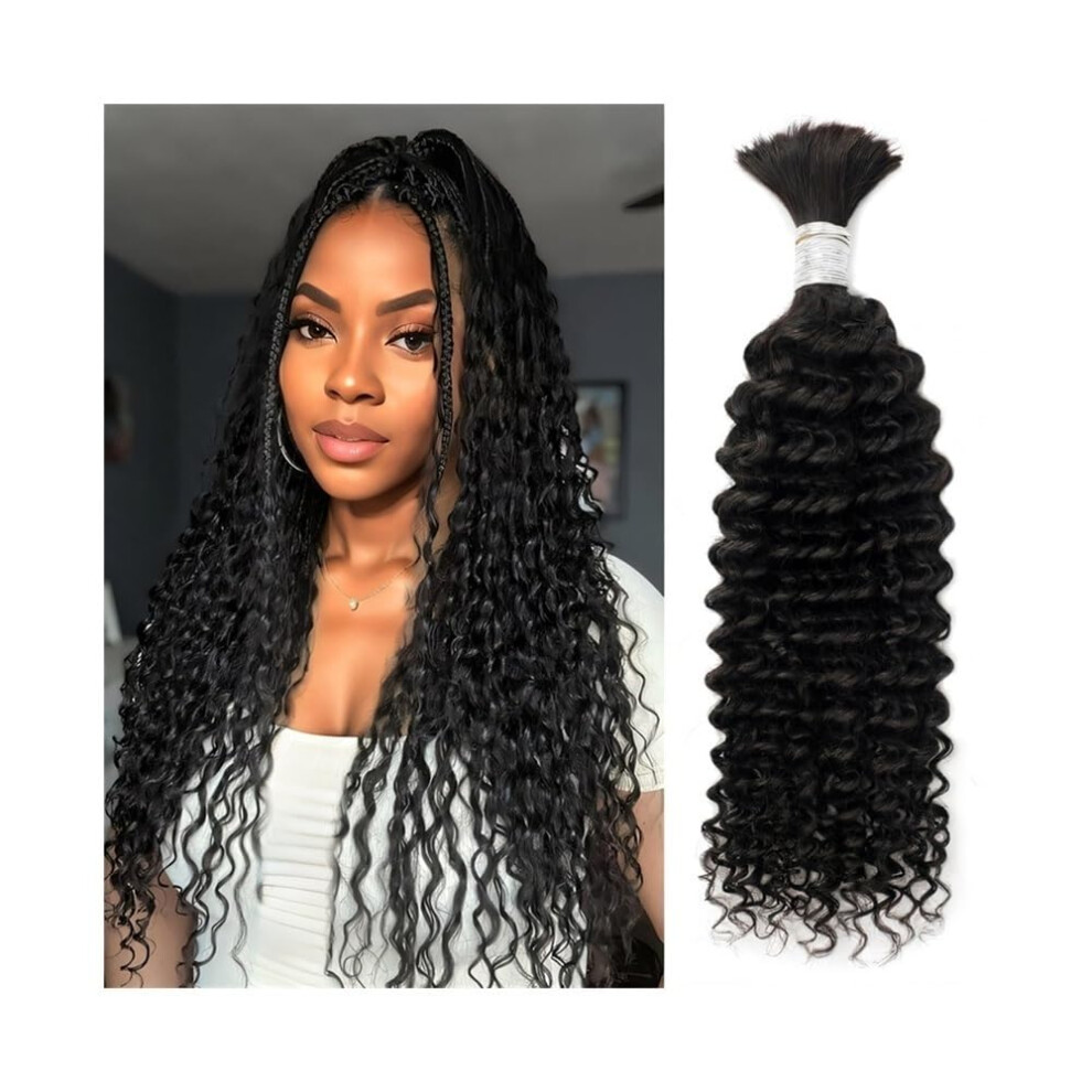 Human Braiding Hair Deep Wave Bulk Hair For Braiding No Weft Curly Human Hair Extensions For Boho Braids 18 Inch