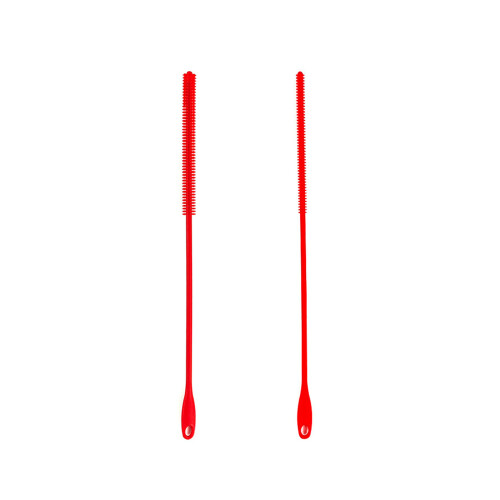2Pcs Silicone Straw Brush Reusable Drinking Bottle-red color