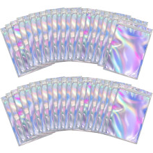 Holografische Beutel, wiederverschließbare, transparente Ziplock-Displaybeutel, wasserdichte Mehrzweck-Aufbewahrungsbeutel für Kleinunternehmen,
