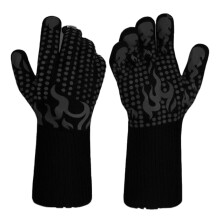 Küchenhandschuhe, flexibles 5-Finger-Design, hitzebeständige Ofenhandschuhe mit griffverbessernder Silikonbeschichtung und schnittfester Aramidfaser