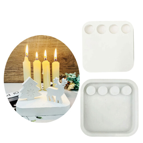 Four Holes Candlestick Silicone Mould Plasters Resin Making 1