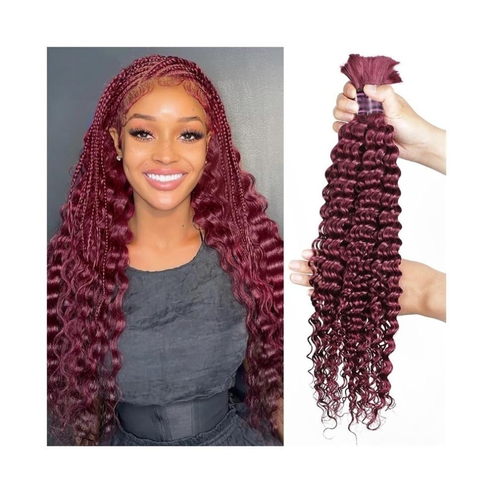 Unisex Human Braiding Hair Bulk Human Hair For Braiding Deep Wave Virgin Hair Extensions No Weft Bundles 14 Inch 100G