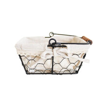 Coș de picnic din sârmă de pui, stil rustic, din fier forjat, pentru depozitarea fructelor și legumelor, design deschis, mâner durabil pentru