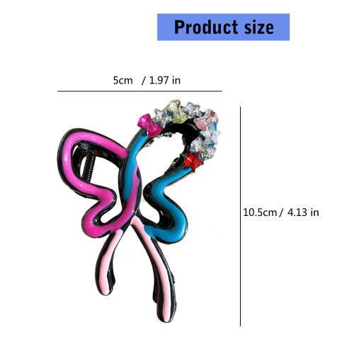 Rhinestones Embellished Bows Hair Claw Clip Practical Plastic 2