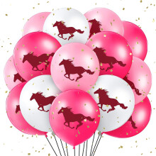 Decor cu tematică de curse de cai, accesorii pentru petrecere cowboy cu culori strălucitoare, latex roz vibrant, perfect pentru decorațiuni de