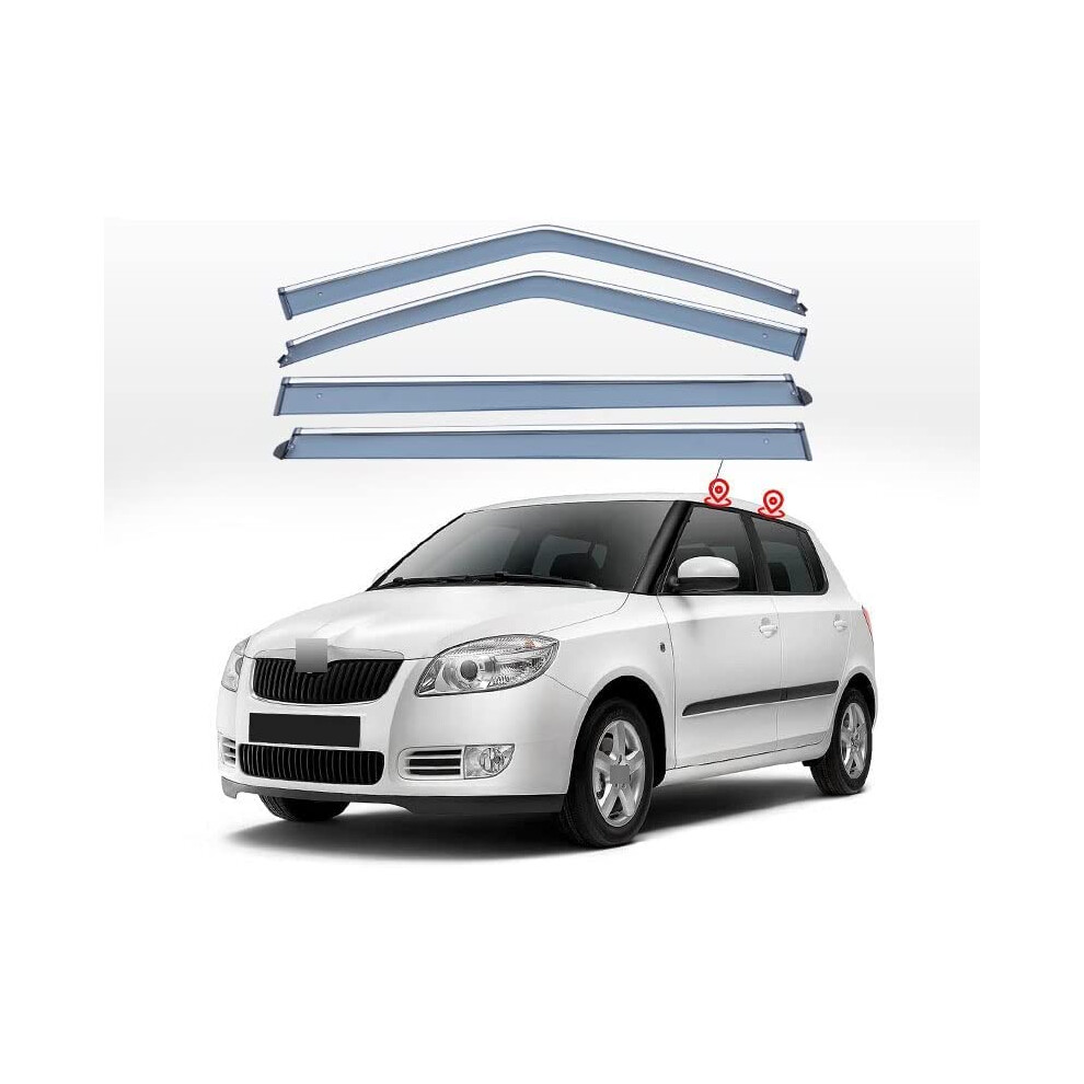 Car Window Visor And Side Window Deflectors For Skoda Fabia 5J Nj 20082014 Rain Protection 9339159633434