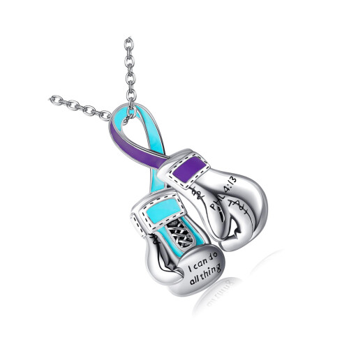 Collier élégant avec pendentif de boxe en ruban rose, design-2