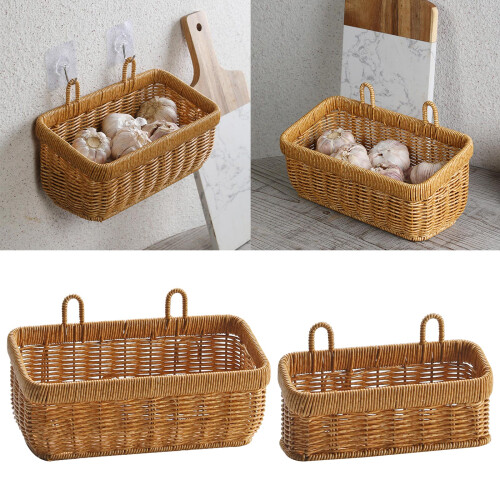 Woven Storage Basket Wall Mount Kitchen Ginger Garlic-L 2