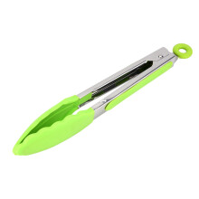 Edelstahlzange mit antihaftbeschichteten Silikonspitzen, hitzebeständiges Küchenutensil zum Kochen, Grillen und zur Salatzubereitung,