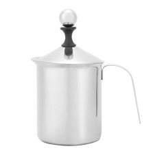 Batedeira manual portátil para leite com espumador, em aço inoxidável, com anel duplo, design ergonômico, durável e ideal para viagens, perfeita