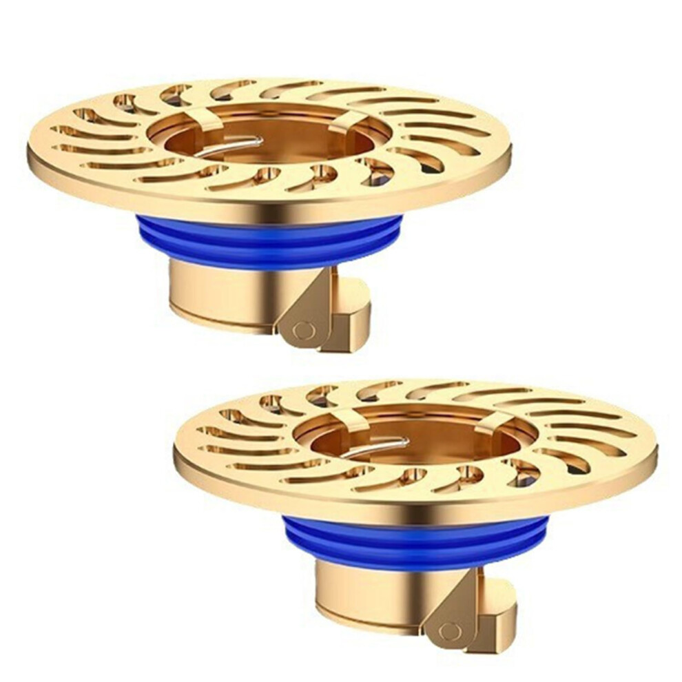 Round Shower Floor Drain All Copper 2 Pcs Round Floor Strainer Antiodor Drainer Cover Copper Finish 9105992788682