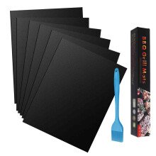 Set di 6 tappetini per griglia riutilizzabili, perfetti per barbecue a carbone, a gas ed elettrici. La superficie antiaderente mantiene la griglia