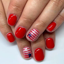24x Independence Day Press On Nail Square False Nail Full Cover