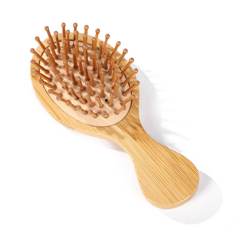 Women's Mini Bamboo Brush Wooden Scalp Brush Paddle Detangling Hairbrush Travel Hair Brush Men Portable Bamboo Bristles