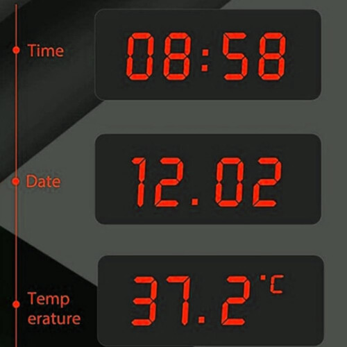Car Solar Powered Clock 24Hour Time Display Auto Brightness Thermometer Easy Install 2