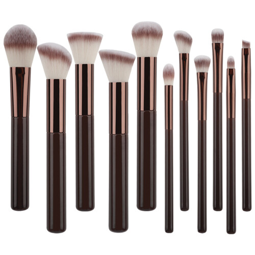 Ensemble de pinceaux de maquillage 11 pièces,-11 sacs OPP marron