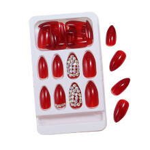Faux-ongles en acrylique scintillant à pression, 24 pièces,