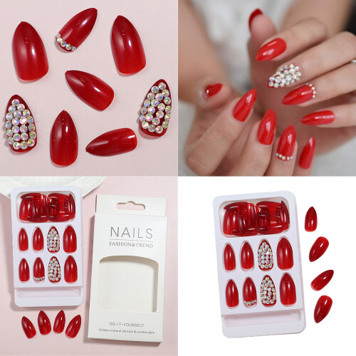 Faux-ongles en acrylique scintillant à pression, 24 pièces, 1