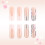Faux ongles à pointe française blanche luxueuse, bâton brillant 4