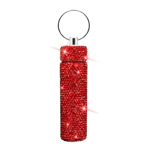Glitzernde Strasssteine, Pillenbehälter,-Rot
