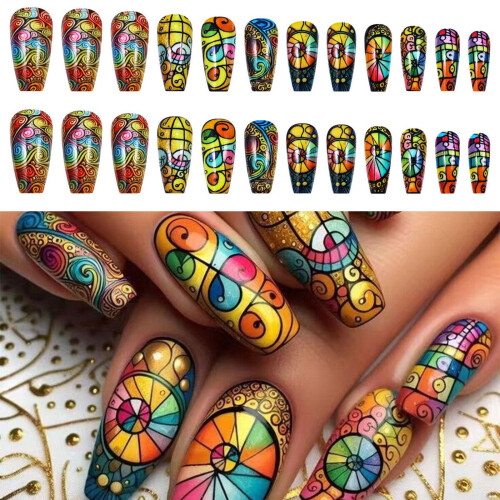 Faux ongles d'aspect naturel, 24 pièces, couverture complète, 1