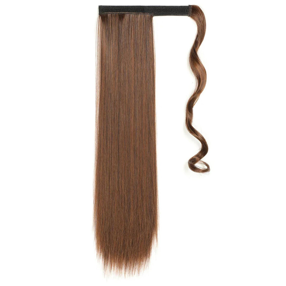 Unisex Women's 22Inch Synthetic Straight Ponytail Wraparound Clipin Hair Extension For Women Hairpiece Model Eee4m30