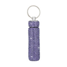 Glitzernde Strass-Pillenbox, tragbarer Medikamentenbehälter-Lila